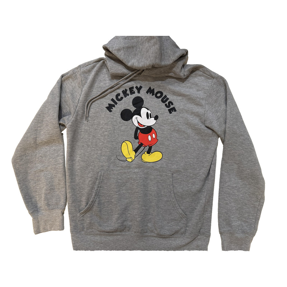 Disney Mickey Mouse Hoodie Women MED Gray Pullover Sweatshirt Cartoon‎ Graphic